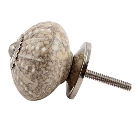 White Intricate Design Embossed Ceramic Crackle Knob